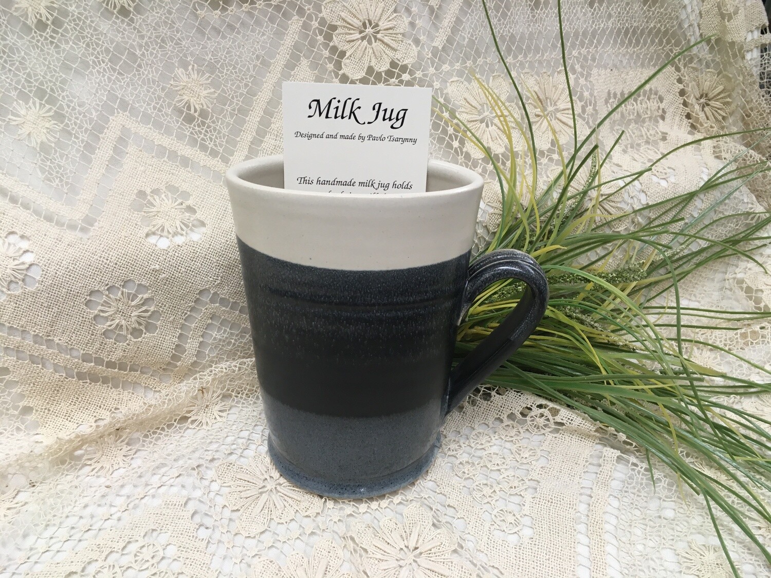 Milk Jug, Black & White - Pavlo Pottery - Canadian Handmade