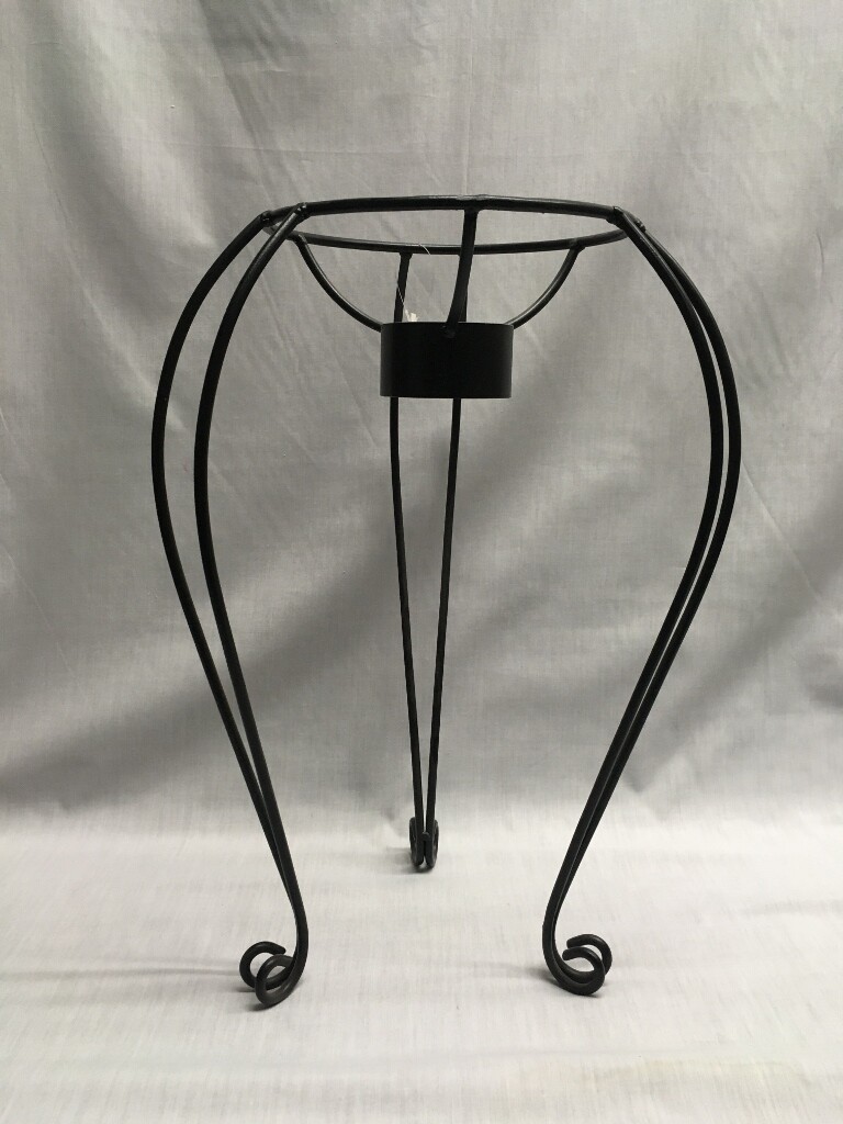 Gazing Ball Stand - Double lined Curved Legs - Black Wrought Iron - 17 inches tall