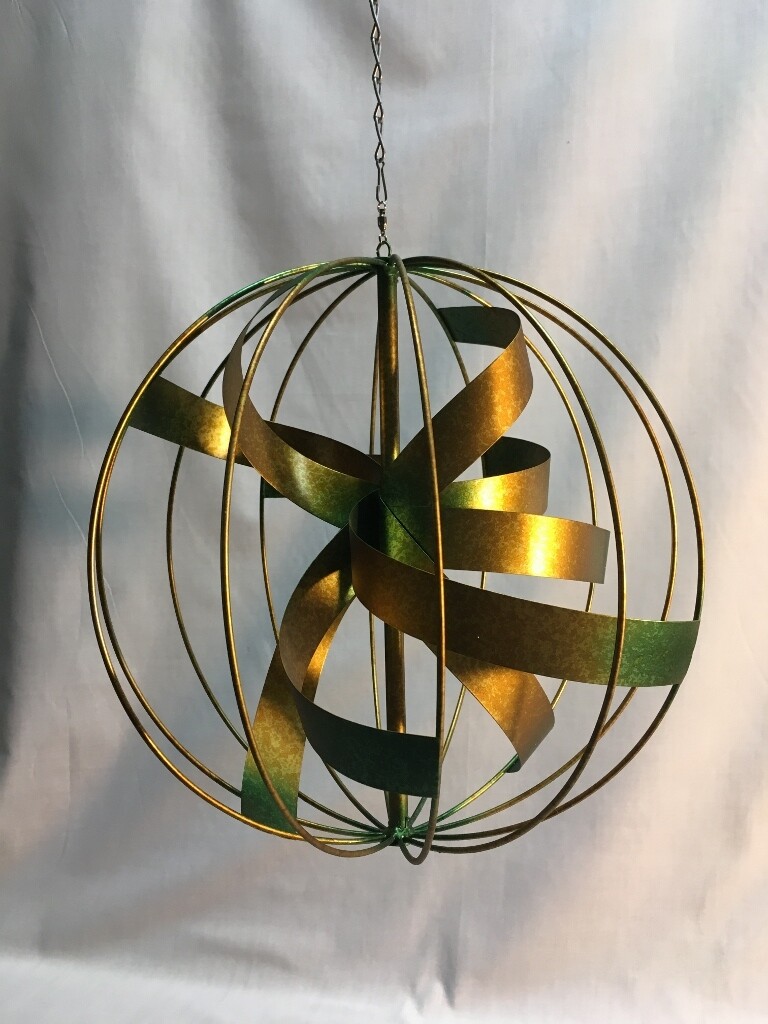 Wind Spinner - Copper/Gold Patina Sphere - Hanging  - 12 inches in diameter
