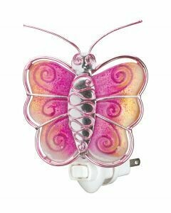 Night Light - Butterfly - hand-painted glass - 120v bulb included