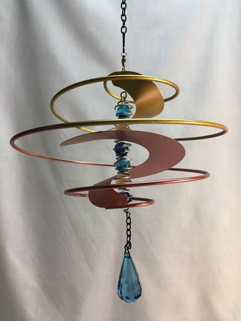 Wind Spinner - Fantasia Red - Hanging - glass marbles and crystal dangle - 9 x 10 inches