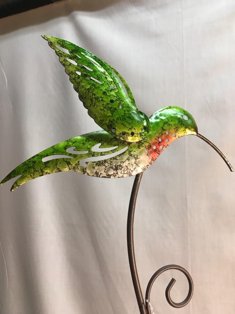 Garden Stake - Hummingbird - metal art - 28 inches