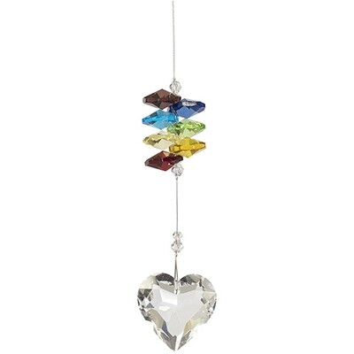 Friendship Heart Crystal - Chakra Coloured Crystals - Crystal Suncatcher - Canadian Handmade Rainbow Maker
