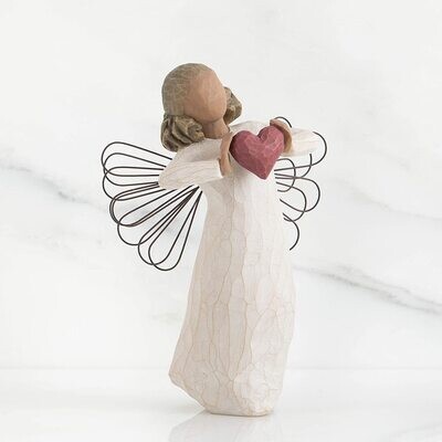Willow Tree: With Love - Angel holding Red Heart - Wire Wings