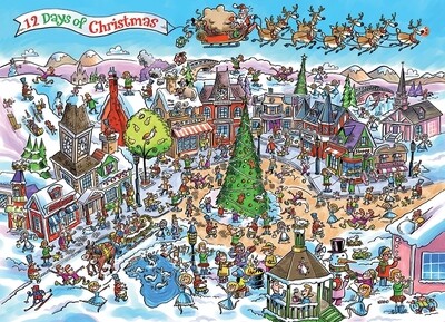 12 Days of Christmas, Doodletown - 1000 piece Cobble Hill Puzzle