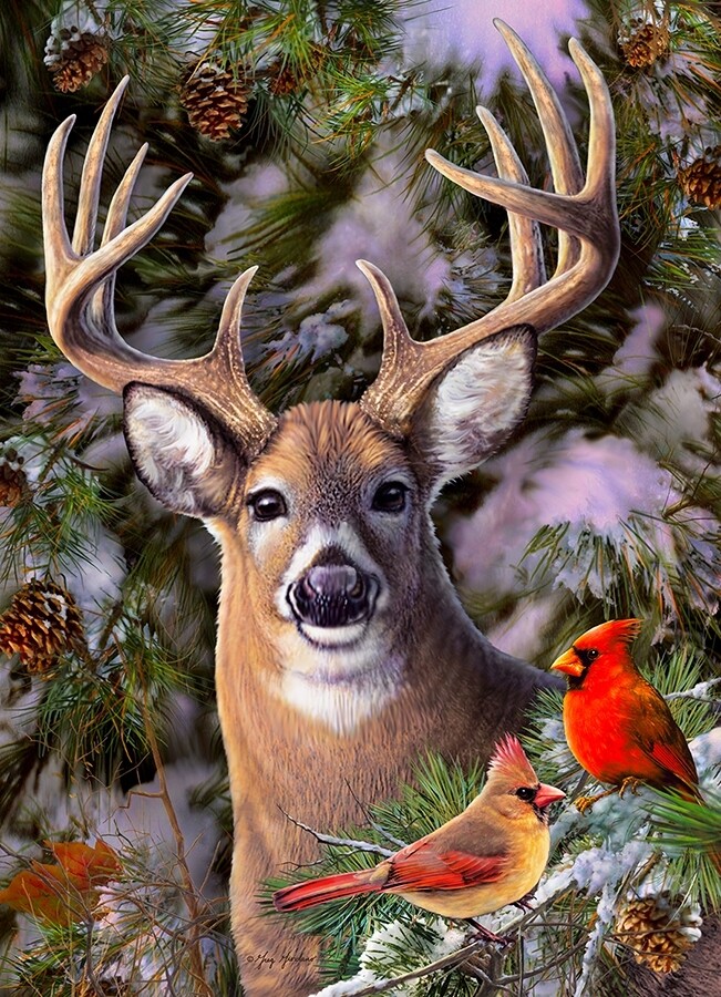 One Deer Two Cardinals - 500 Piece Cobble Hill Puzzle