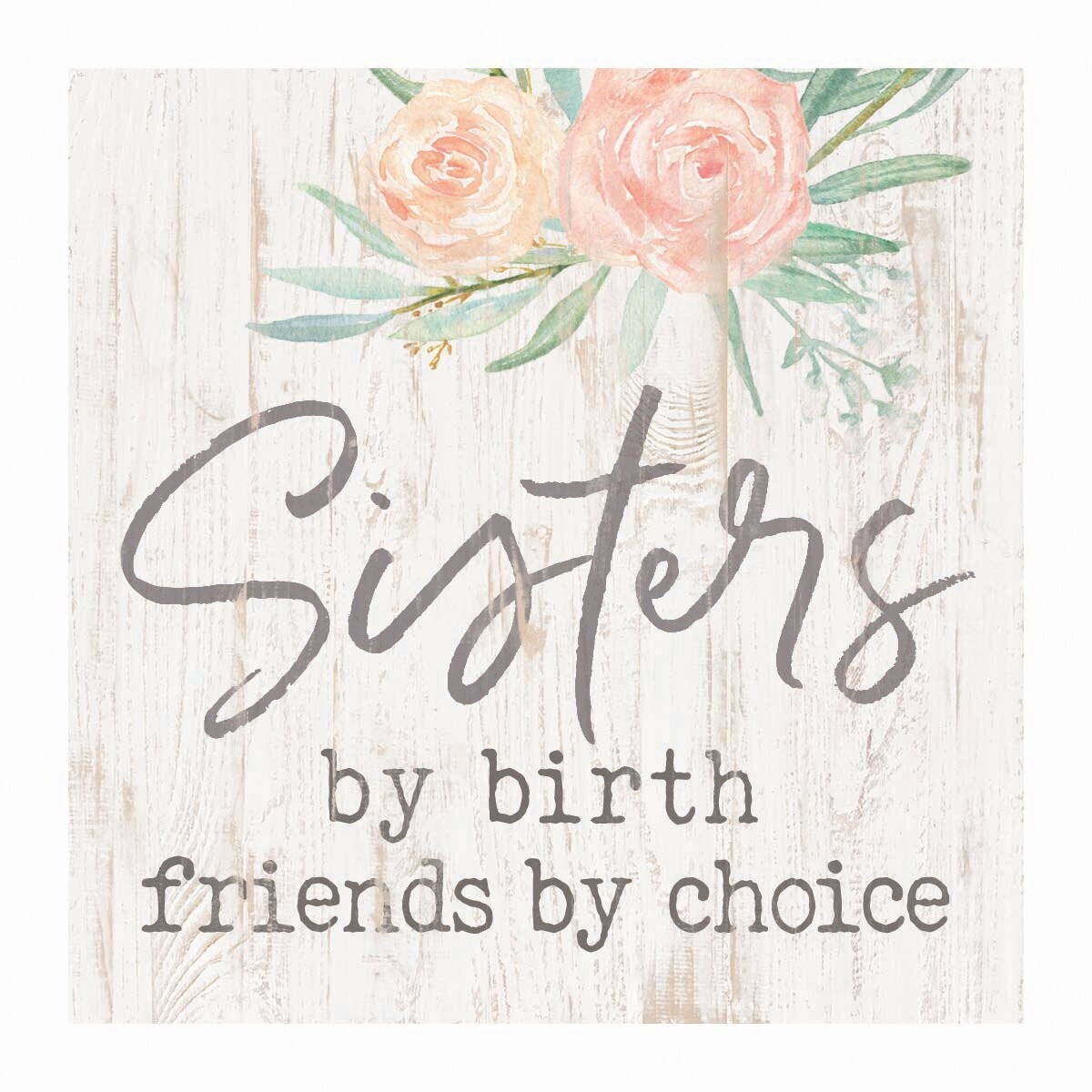 Wood Word Block Sign Small - Sisters by birth, friends by choice - 3x3 inches - P.G. Dunn