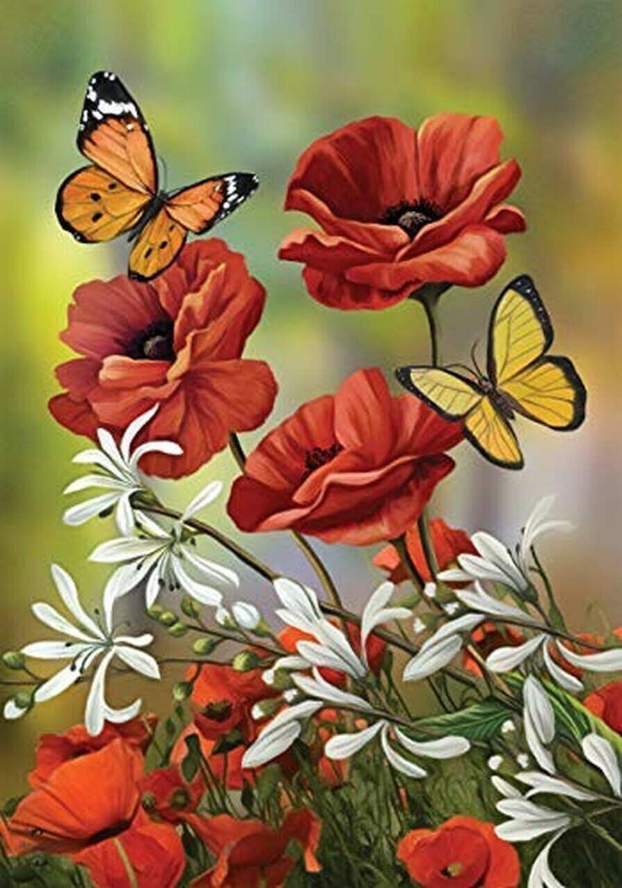 Hello Spring Butterflies  - Garden Flag - 12.5 " x 18"