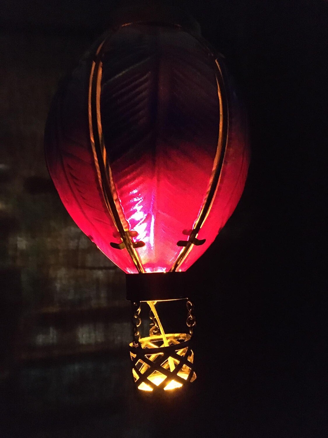 Solar Hot Air Balloon, Small Blue Handpainted Glass