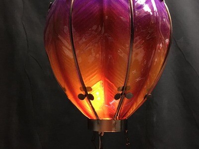 Solar Hot Air Balloon, Large - Purple - Handpainted Glass