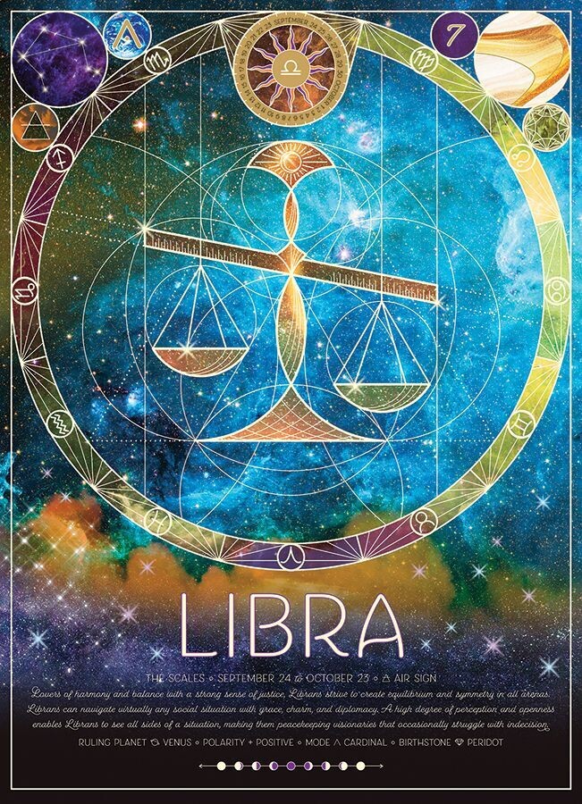 Rare LIBRA Scales Poster, Unique Zodiac Symbol Gift