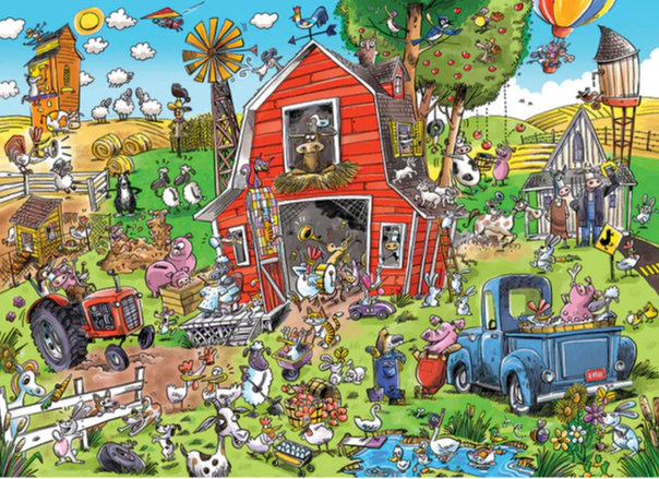 Farmyard Folly, Doodletown - 1000 piece Cobble Hill Puzzle