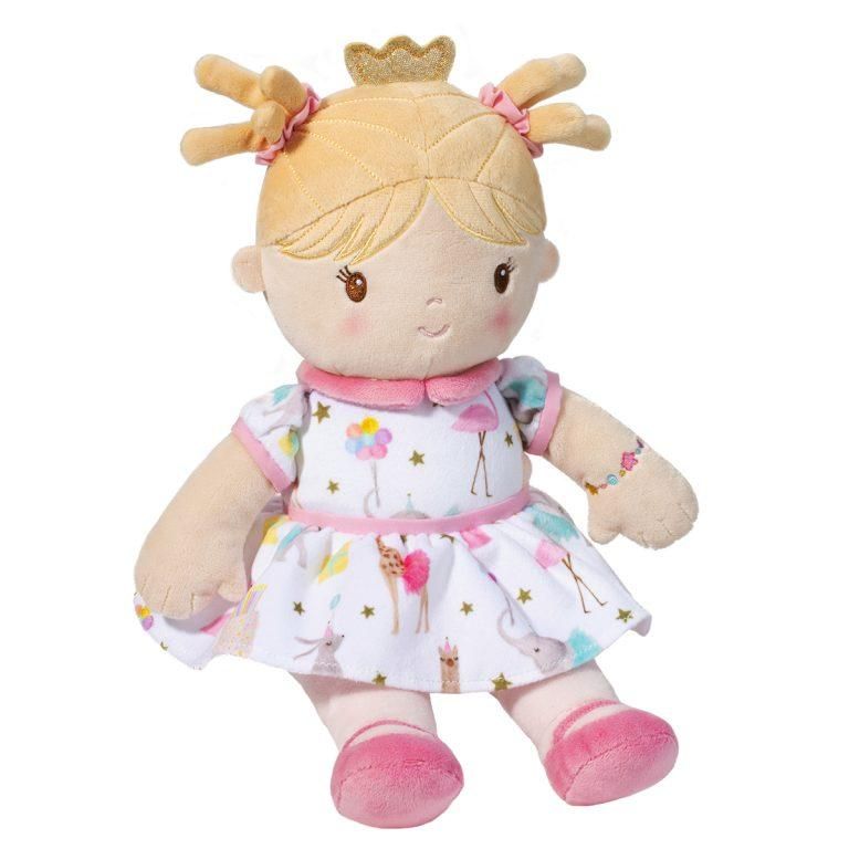 Doll - Jubilee Birthday Doll - with white dress decorated with a birthday party theme - Babies First Doll - Douglas Plush