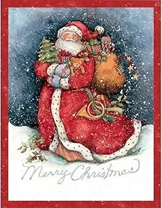 Lang Christmas Cards - Merry Santa - 18 per Box