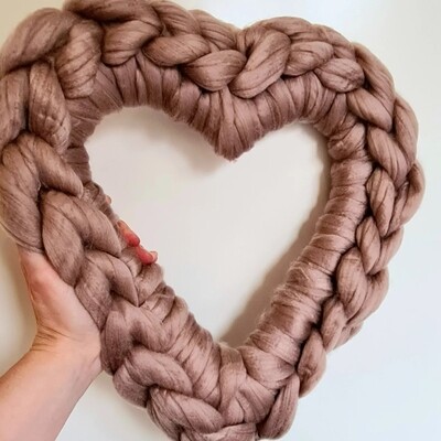 Chunky Knit Heart Wreath