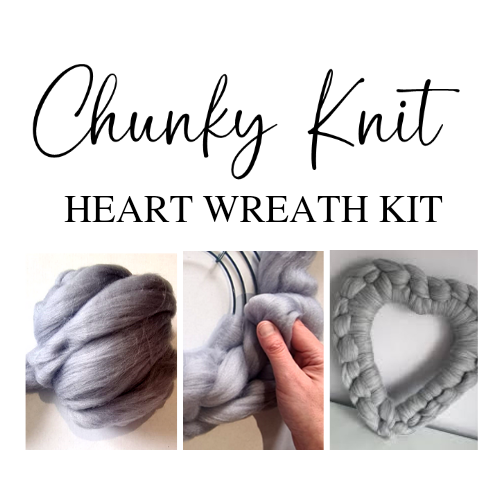 Kits - Chunky Hand Knit Wreath 12&quot; Heart