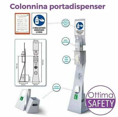 Colonnina porta liquido igienizzante e guanti monouso