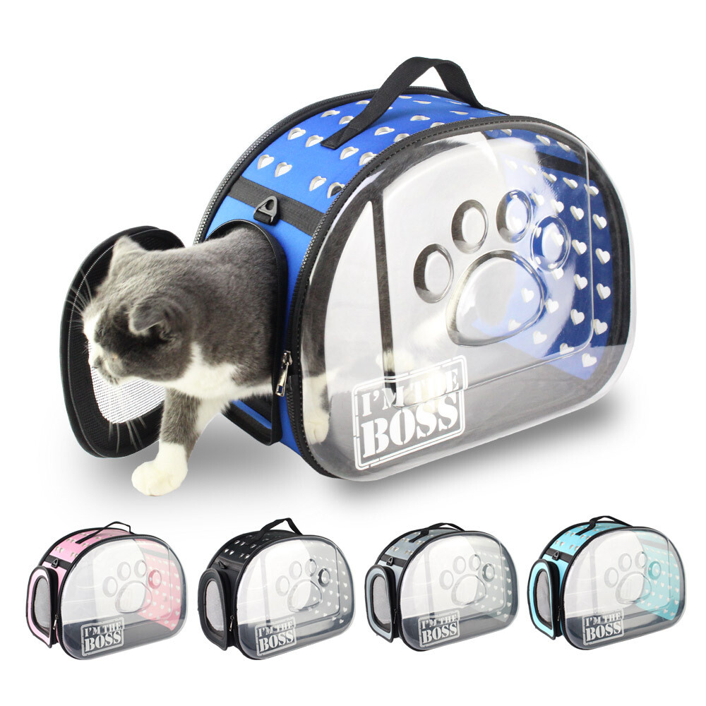 I&#39;M THE BOSS Transparent Dog Carrier Cat Travel Bag