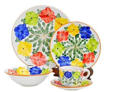 Vajilla 4P Verano con rojo Ceramica Carmen de Viboral