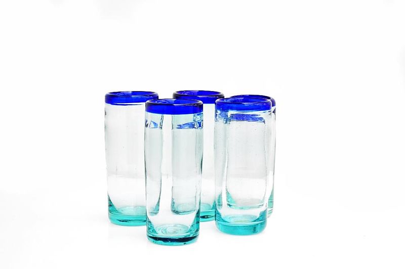 Juego de 6  vasos  largos vidrio soplado