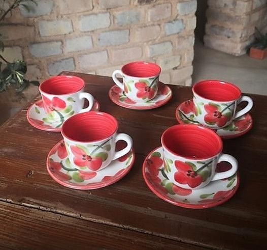 Juego de café tinto Flor grande -  Cerámica Carmen de Viboral