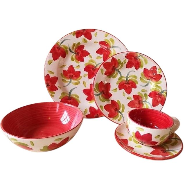 Vajilla 4P Flor grande (20 piezas) - Cerámica Carmen de Viboral