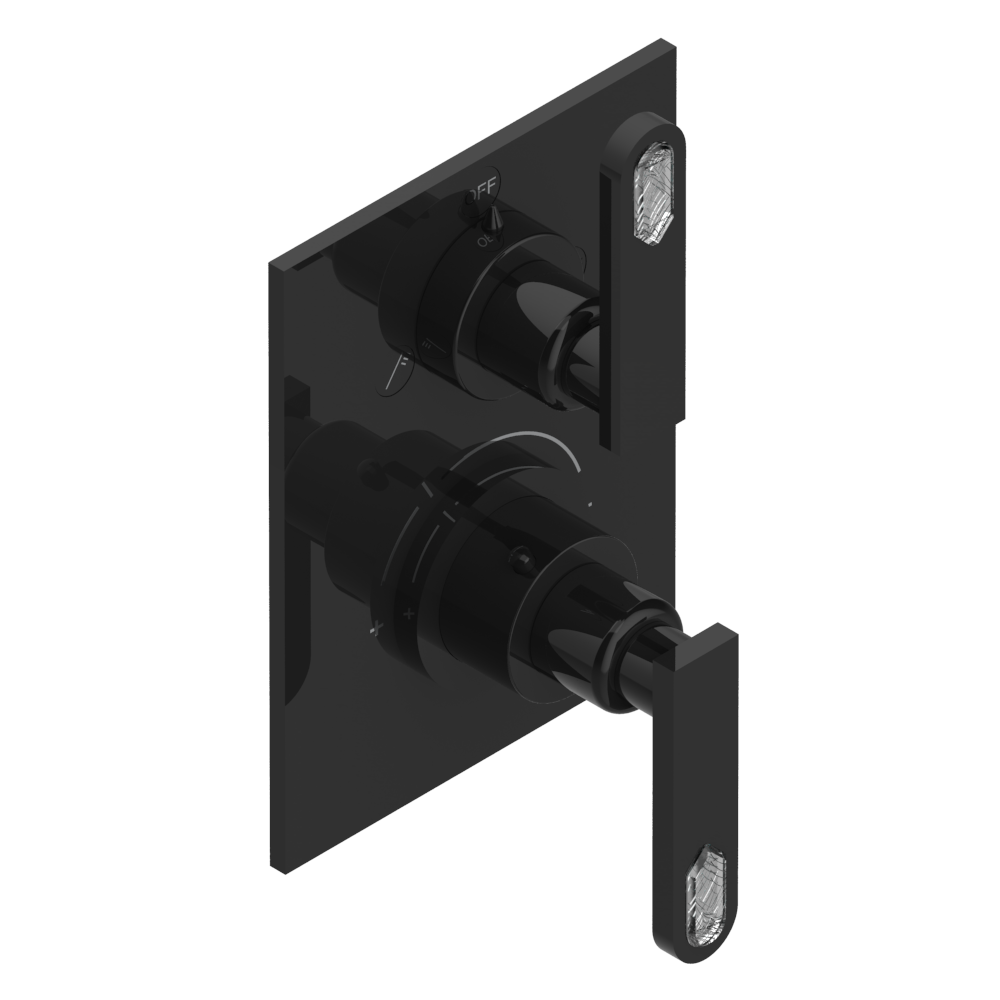 Set de finition THG pour douche thermostatique à encastrer 2 fonctions avec inverseur - Collection &quot;Lalique Cristal Clair&quot;, Choisissez la finition de votre set de finition: PVD couleur bronze brown - F33