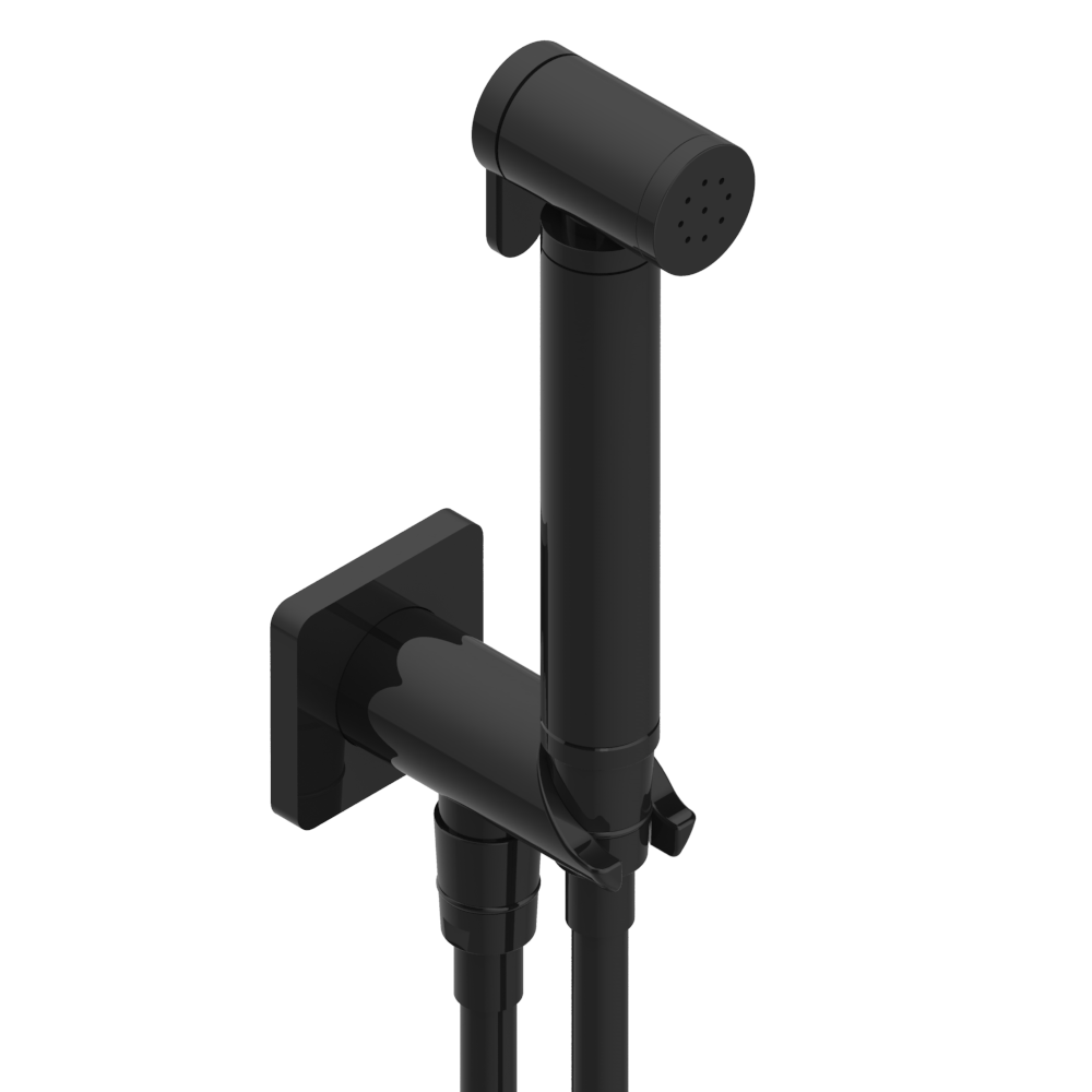 Ensemble hygiénique de WC THG avec douchette à gâchette, flexible et butée de sécurité intégrée sortie murale - Collection &quot;Lalique Cristal Clair&quot;, Choisissez la finition de votre mitigeur: PVD couleur bronze brown F33
