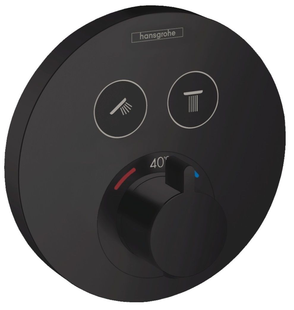 Set de finition pour mitigeur thermostatique encastré Hansgrohe ShowerSelect S en noir mat