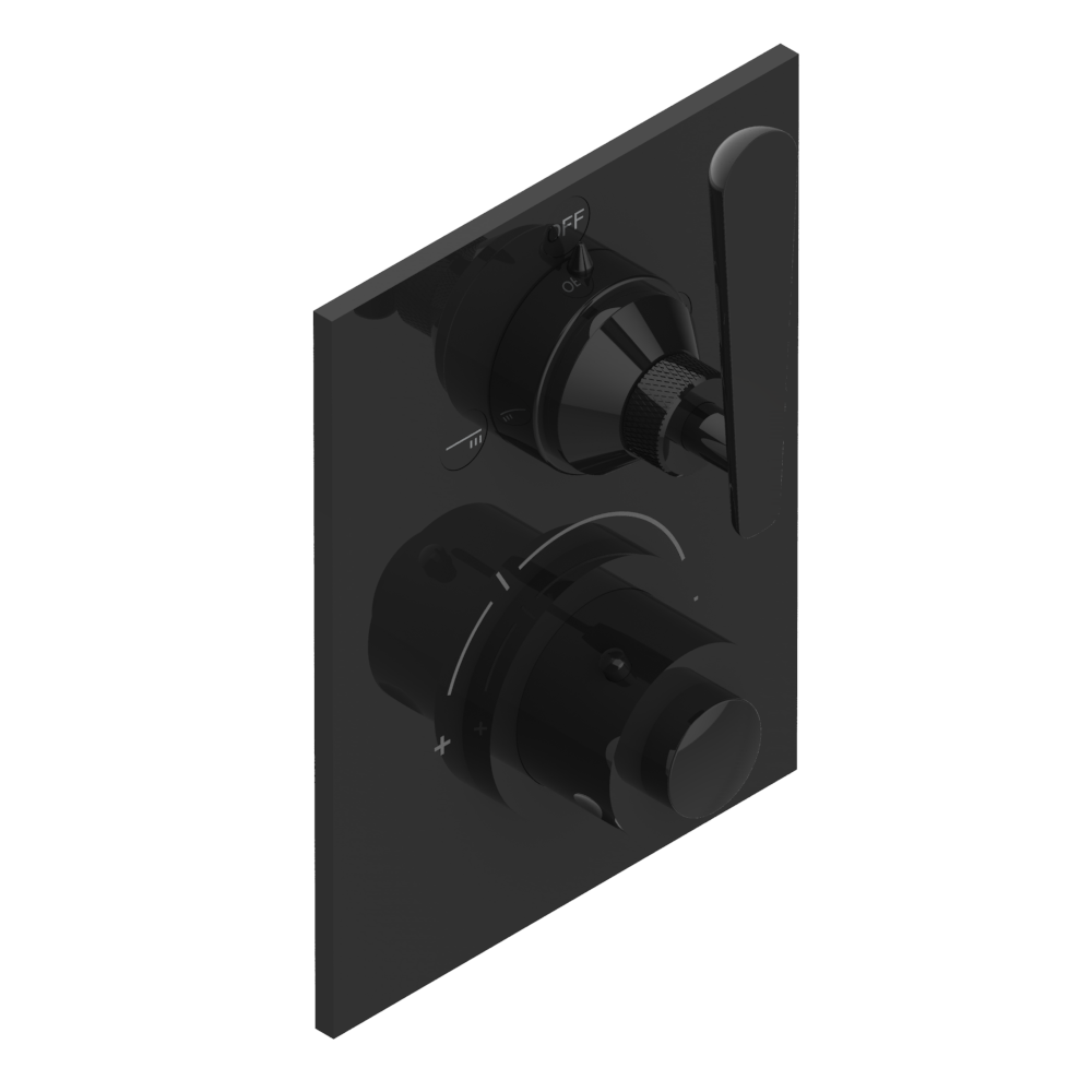 Set de finition THG pour douche thermostatique à encastrer 2 fonctions avec inverseur - Collection &quot;Dean&quot;, Choisissez la finition de votre set de finition: PVD couleur bronze brown - F33