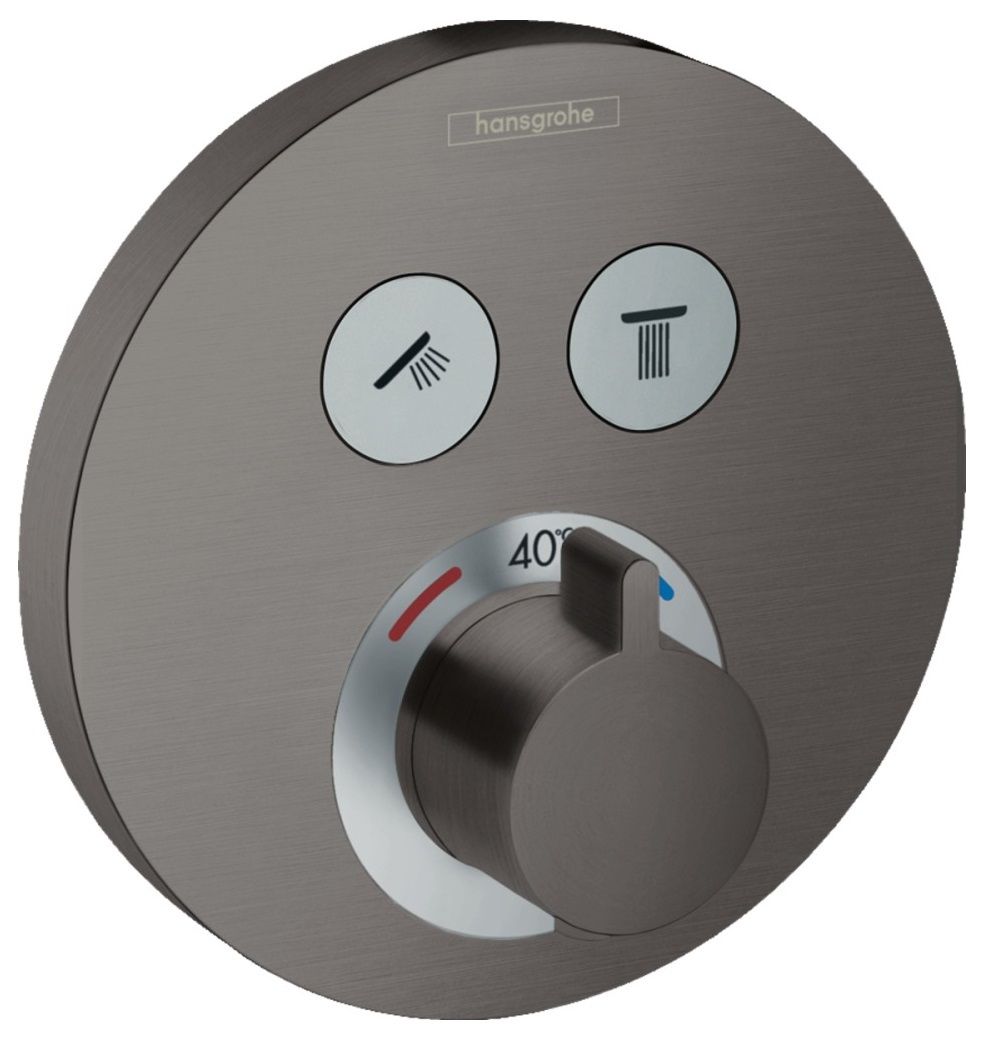 Set de finition pour mitigeur thermostatique encastré Hansgrohe ShowerSelect S en noir chromé brossé