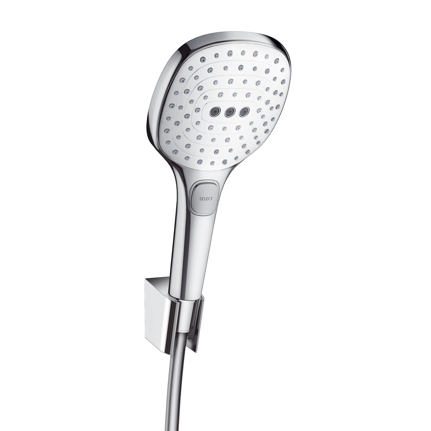 Support mural Hansgrohe avec douchette à main Raindance Select E 3 jets et flexible Isiflex