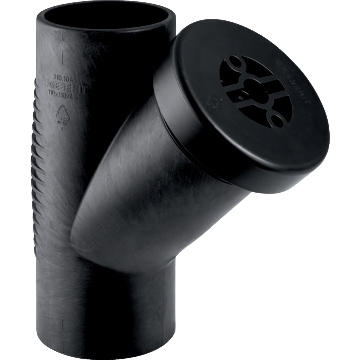Pièce de nettoyage 45°  Geberit PEHD Silent db 20 avec trappe de visite ronde : d=110mm