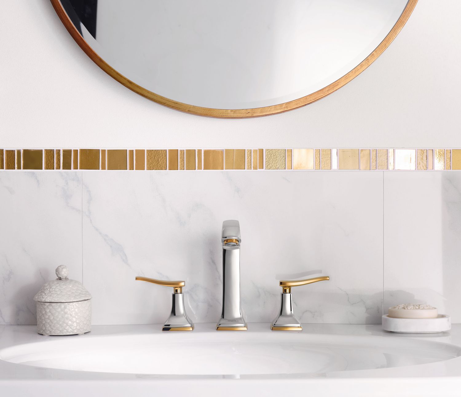 Mélangeur de lavabo Hansgrohe Metropol Classic 3 trous 160 poignées manettes, avec tirette et vidage