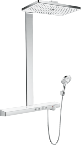 Colonne de douche Showerpipe Hansgrohe Rainmaker Select 460 3 jets avec mitigeur thermostatique blanc chromé