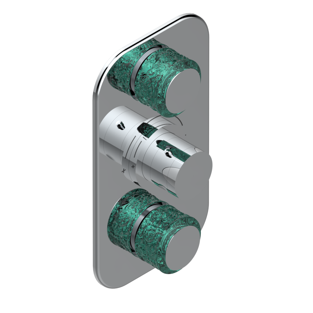 Set de finition THG pour douche thermostatique à encastrer avec deux robinets d&#39;arrêt à 2 fonctions - Collection &quot;New Island&quot;, Choisissez la finition de votre set de finition: Chromé - A02