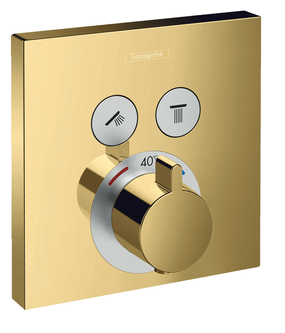 Set de finition pour mitigeur thermostatique encastré Hansgrohe ShowerSelect aspect doré poli