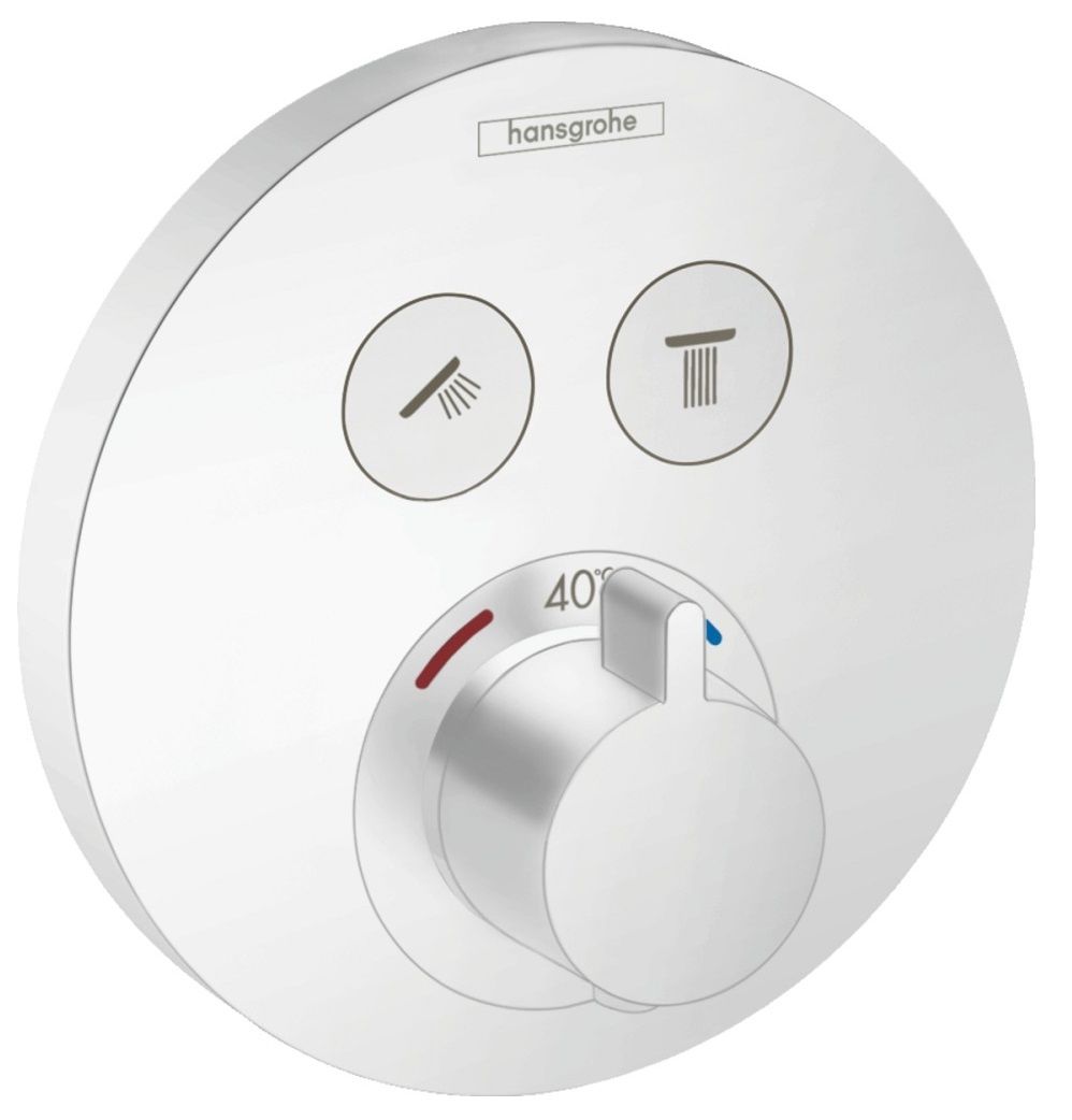Set de finition pour mitigeur thermostatique encastré Hansgrohe ShowerSelect S en blanc mat