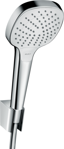 Support mural Hansgrohe avec douchette à main Croma Select E et flexible Isiflex 1,25 m