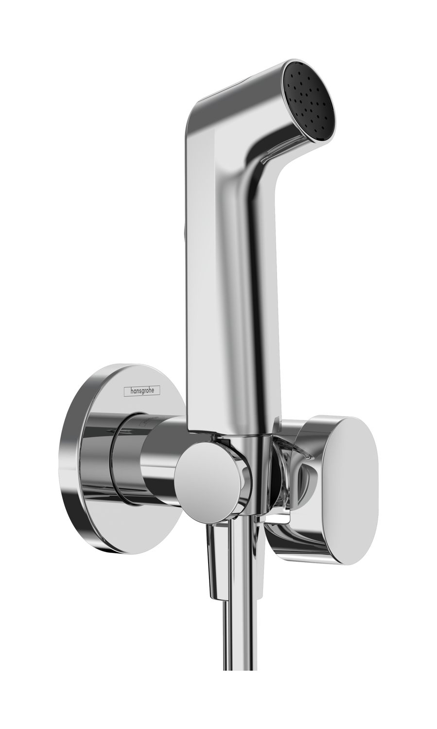 Douchette hygiénique pour WC Hansgrohe S pour eau mitigée avec support et flexible