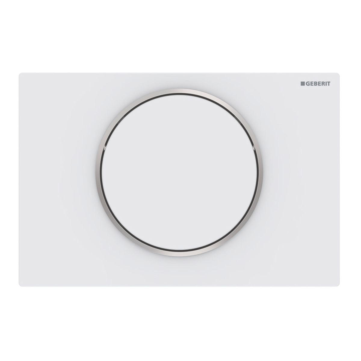 Plaque de déclenchement Geberit Sigma10 en acier inoxydable / Blanc mat - anneau design chromé