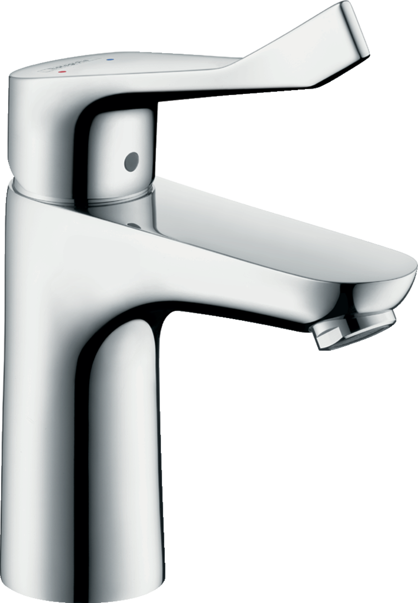 Mitigeur lavabo Hansgrohe Focus 100 avec poignée extra longue 12,1 cm et garniture de vidage