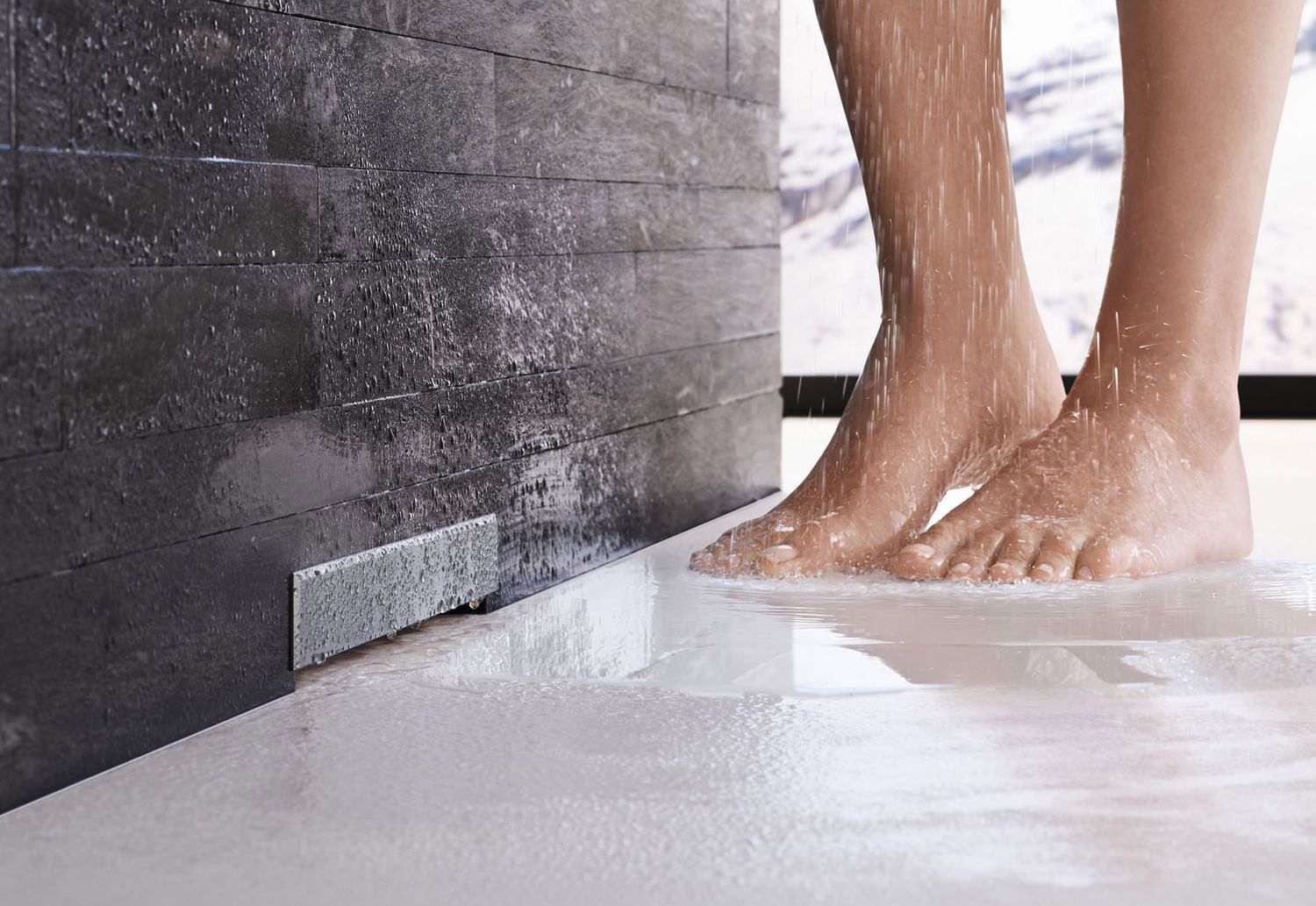 Set de finition Geberit pour évacuation murale en acier inoxydable brossé