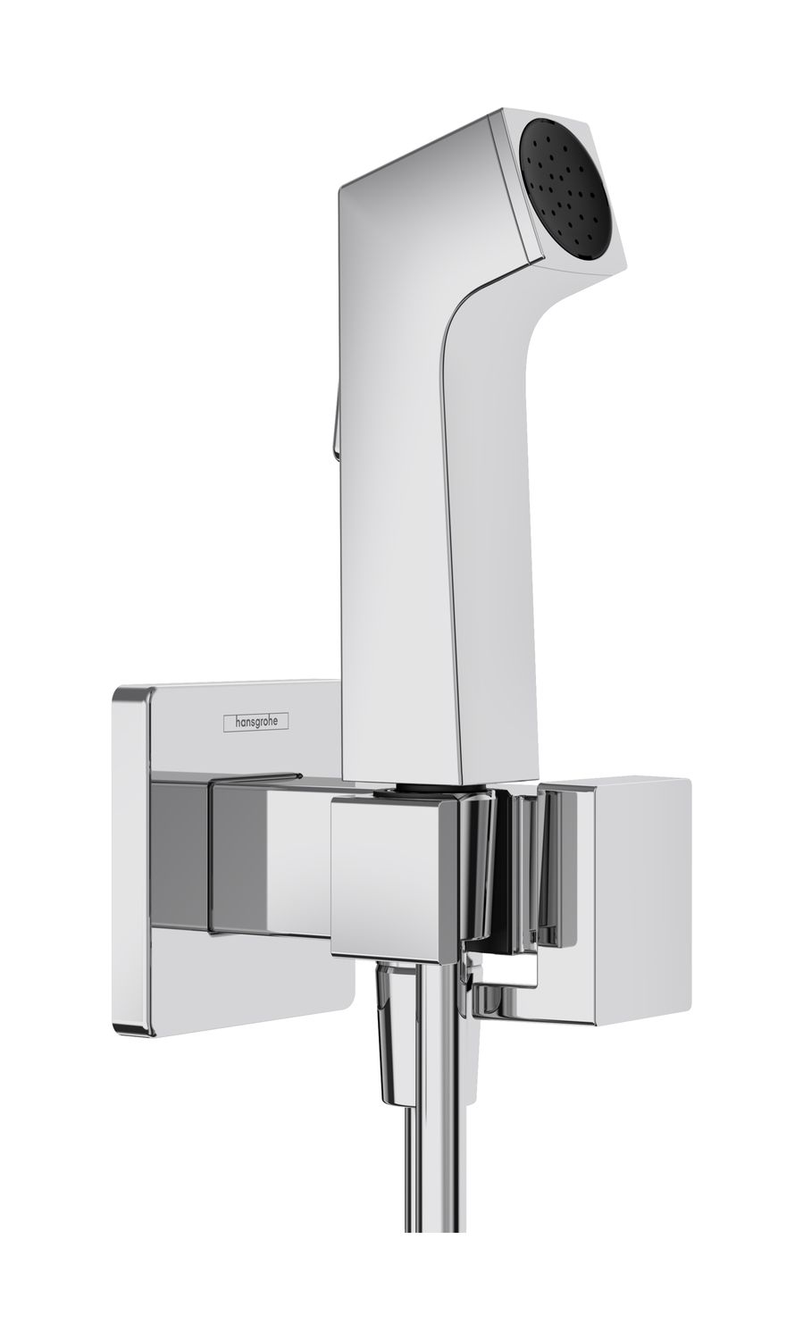 Douchette hygiénique pour WC Hansgrohe E pour eau mitigée avec support et flexible