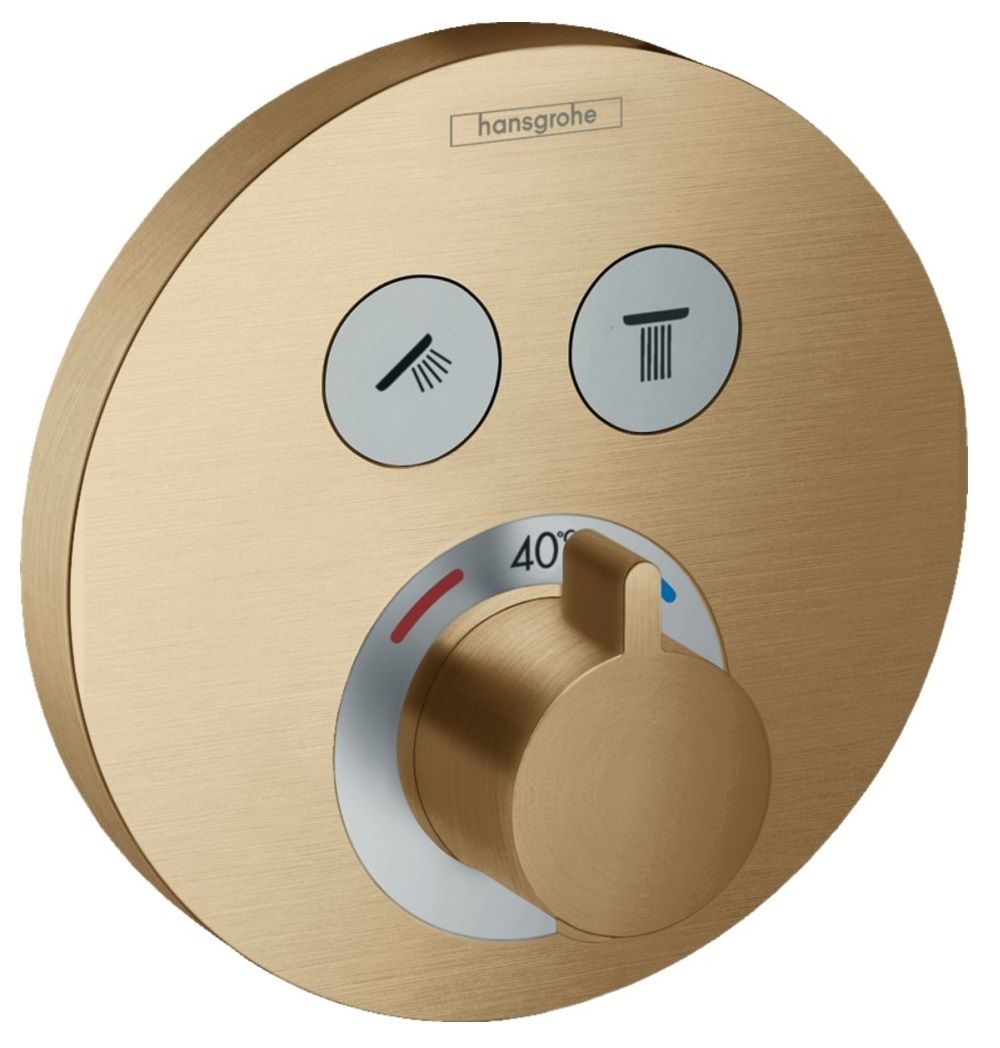 Set de finition pour mitigeur thermostatique encastré Hansgrohe ShowerSelect S en bronze brossé