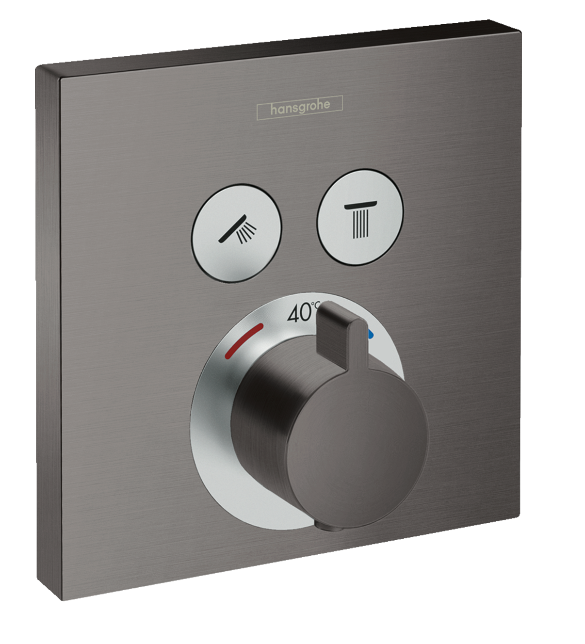 Set de finition pour mitigeur thermostatique encastré Hansgrohe ShowerSelect en noir chromé brossé