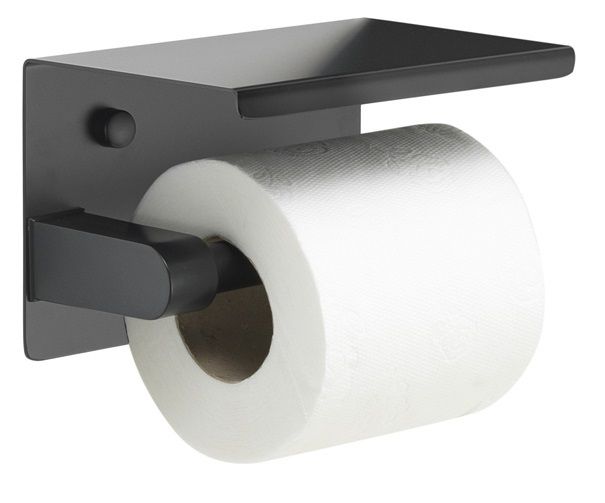 Porte-rouleau avec couvercle et support de rangement en noir mat