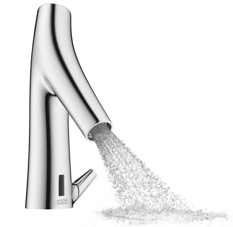 Mitigeur de lavabo électronique AXOR Starck Organic avec manette de réglage de température sur batterie