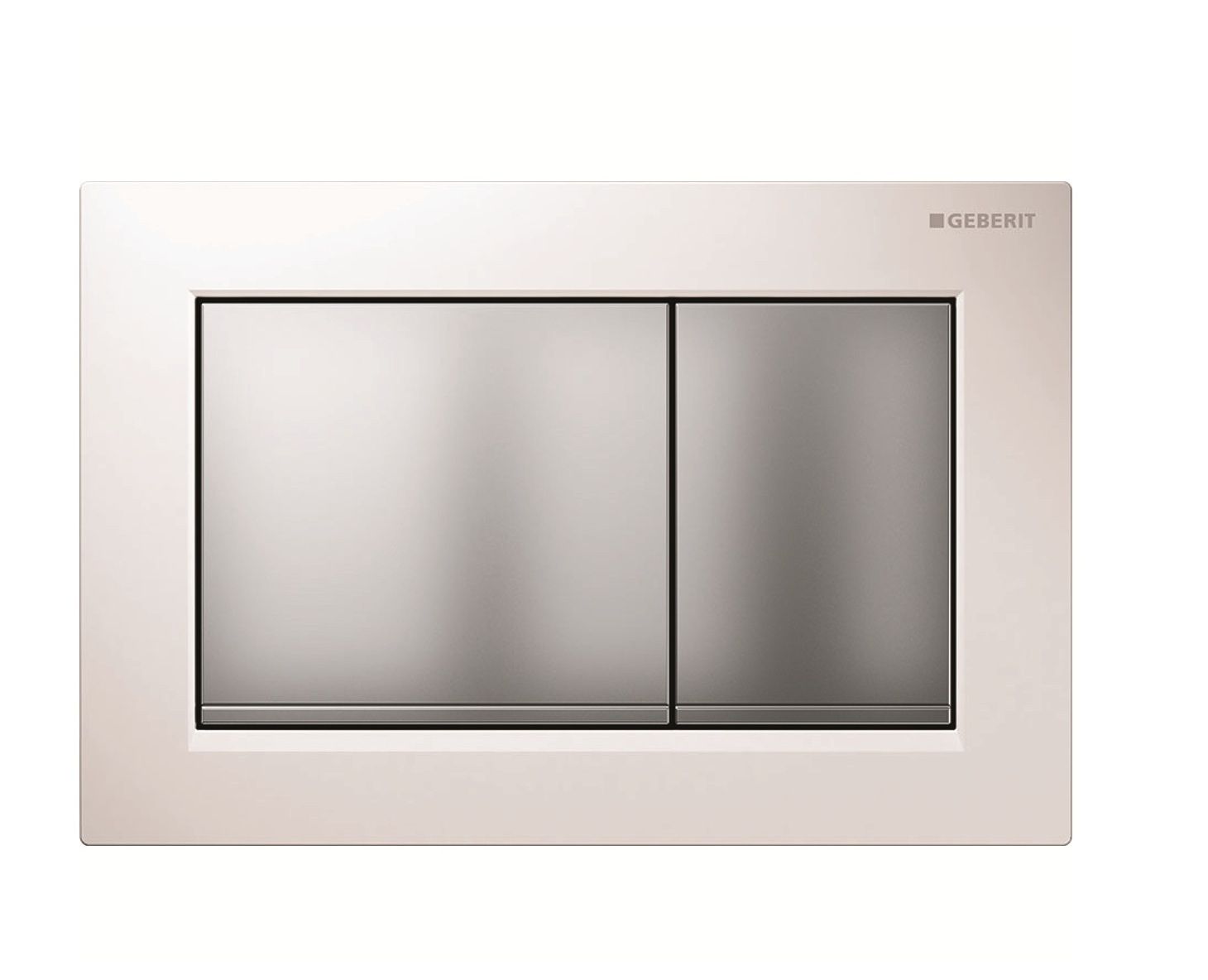 Plaque de déclenchement Geberit Omega30 pour rinçage double touche / Blanc - Chromé mat