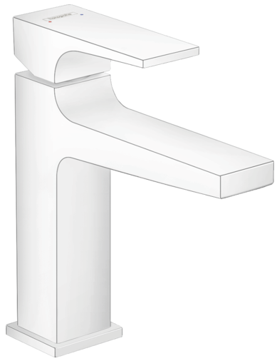 Mitigeur de lavabo Hansgrohe Metropol 110 en blanc mat avec bonde push-open